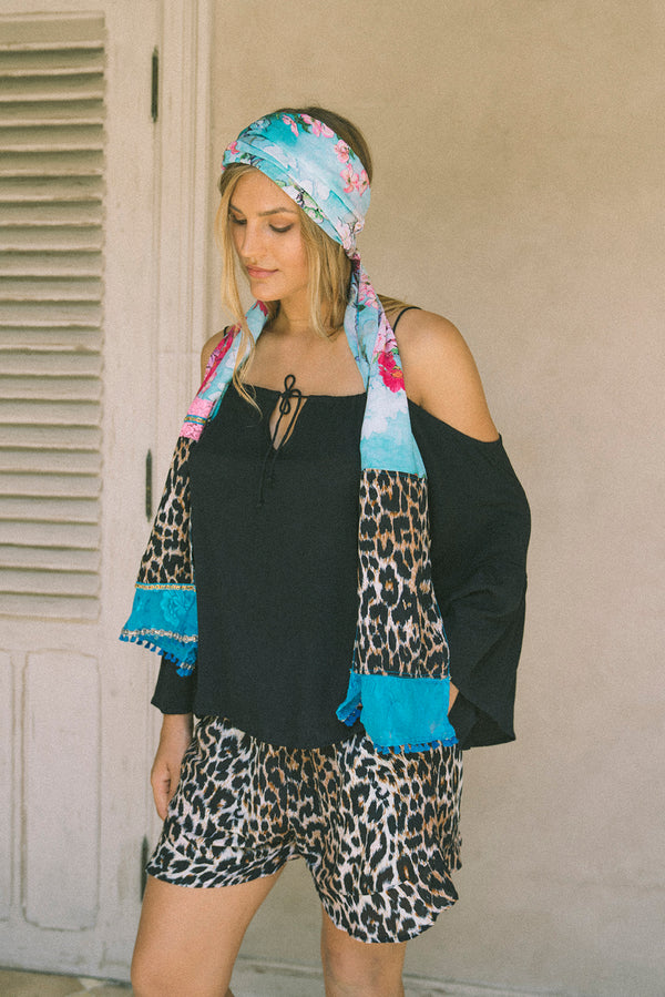 Turquoise Leopard Scarf