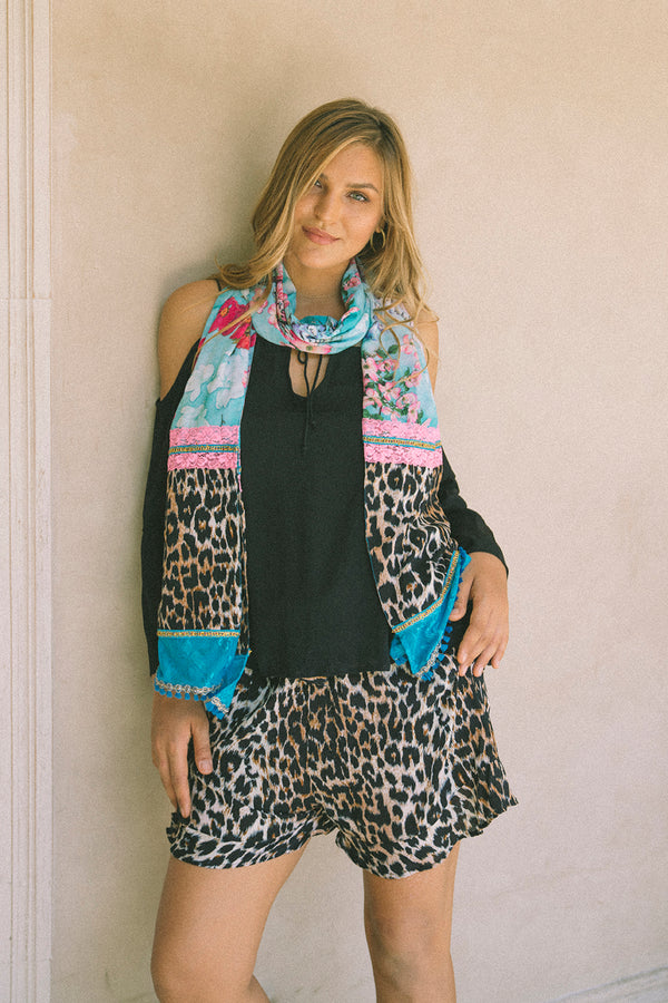 Turquoise Leopard Scarf